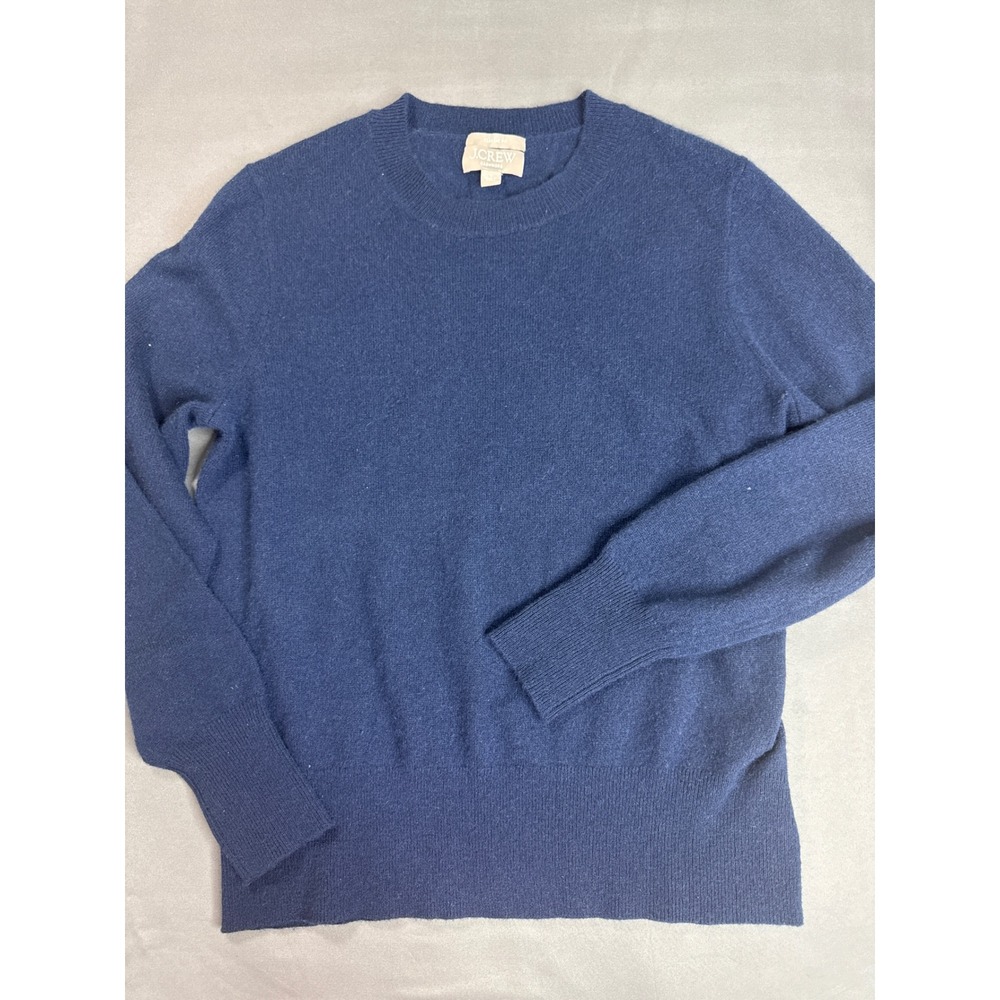 J.Crew Classic Fit Cashmere Sweater Navy Blue Crew Neck Small 100% Cashmere